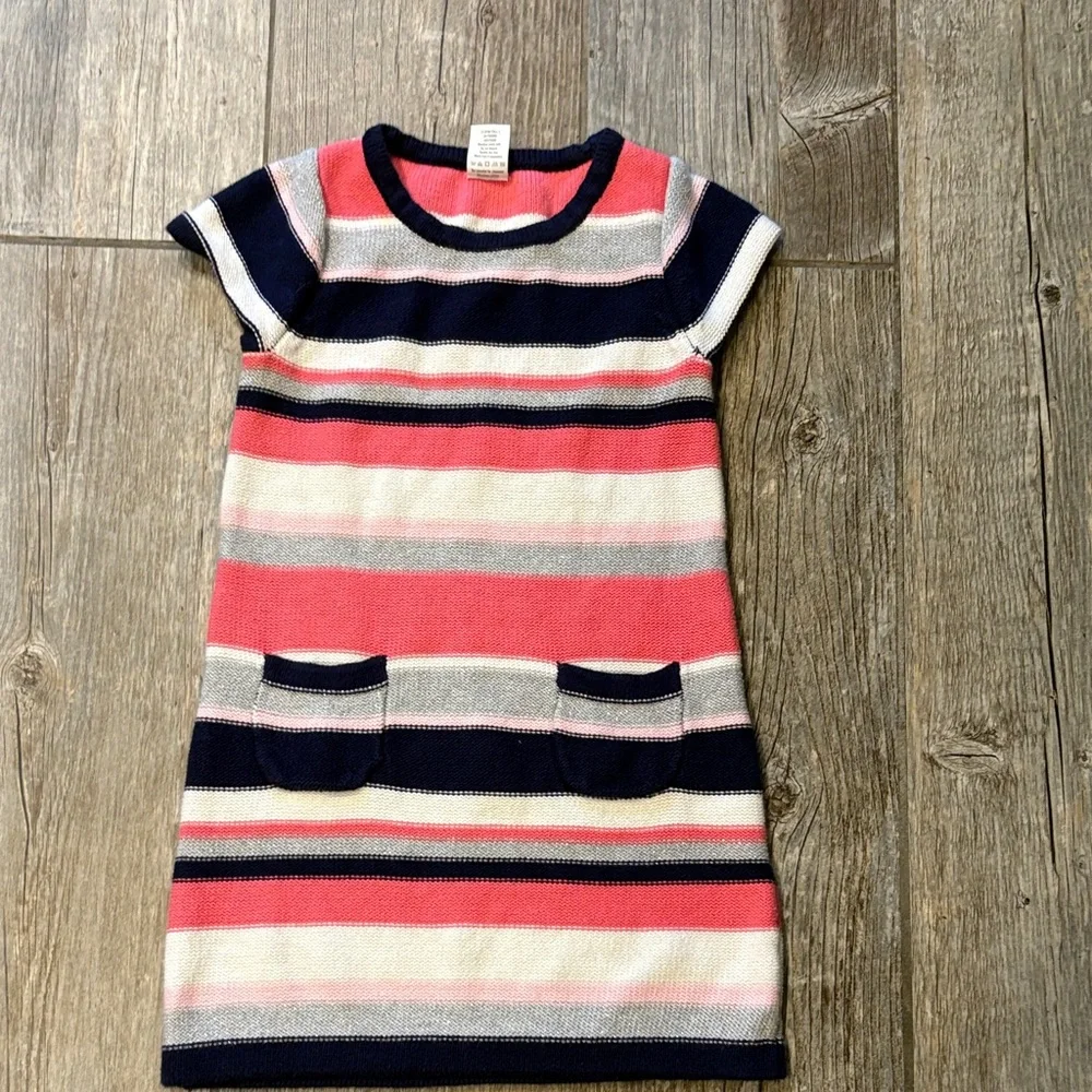 Gymboree Pink and Navy Striped sweater Dress size 6